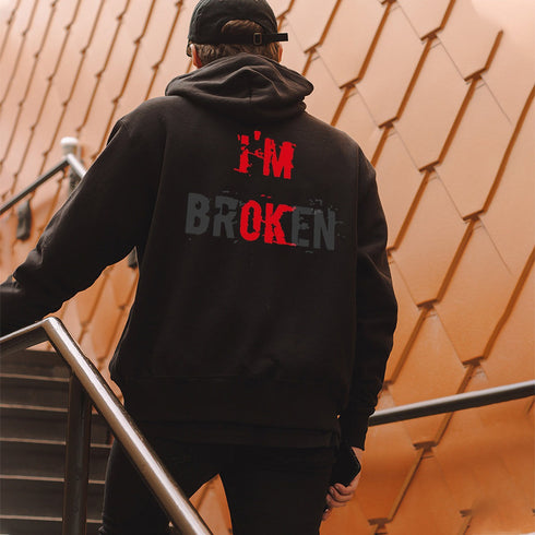 Men's I'M Broken Printed Gym Hoodie